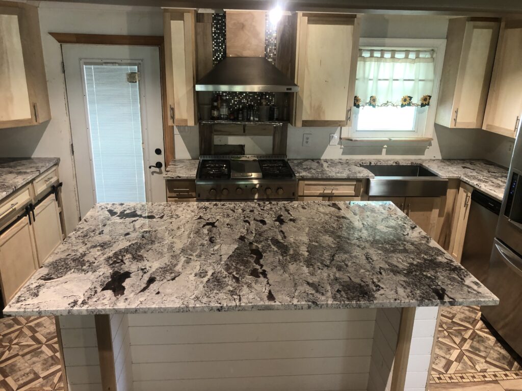 Beautifule Granite countertops kitchen island.