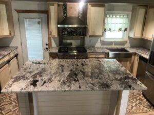 Beautifule Granite countertops kitchen island.