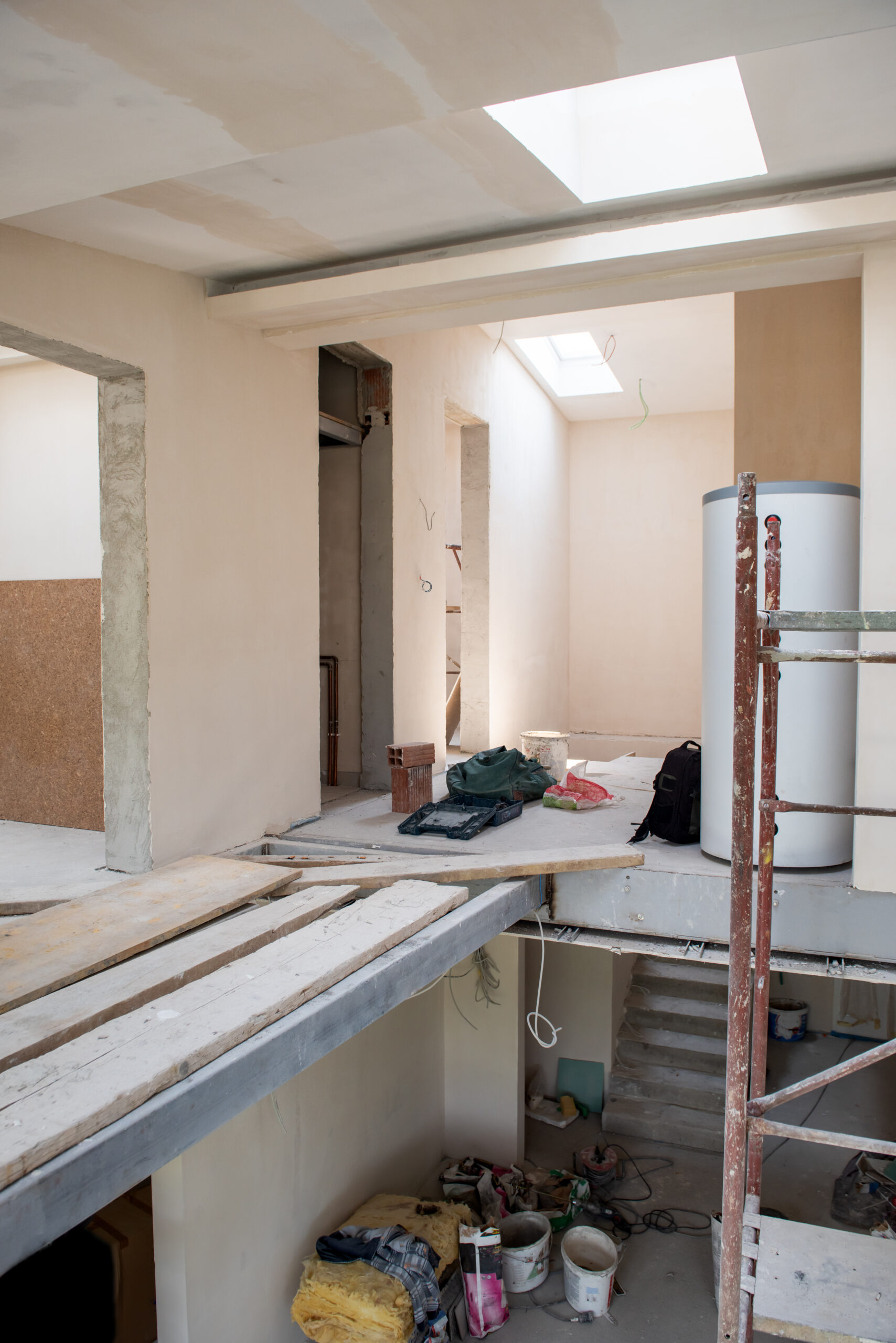 interior of construction site with scaffolding Atlanta home remodeling